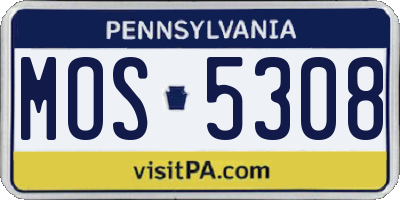 PA license plate MOS5308