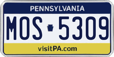 PA license plate MOS5309