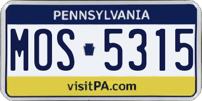 PA license plate MOS5315