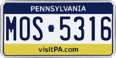 PA license plate MOS5316