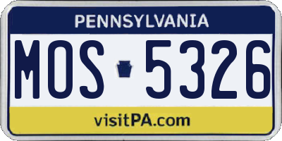 PA license plate MOS5326