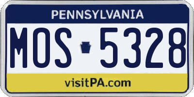 PA license plate MOS5328