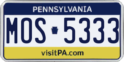 PA license plate MOS5333