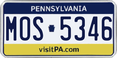 PA license plate MOS5346