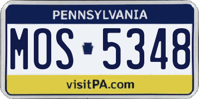 PA license plate MOS5348