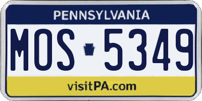 PA license plate MOS5349