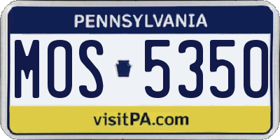 PA license plate MOS5350