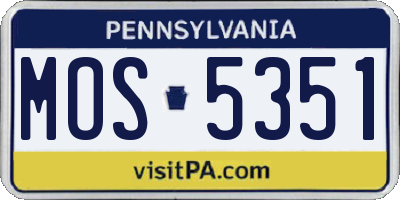 PA license plate MOS5351