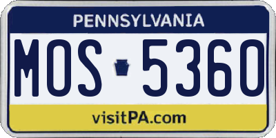 PA license plate MOS5360