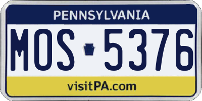 PA license plate MOS5376