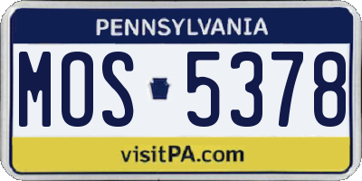 PA license plate MOS5378