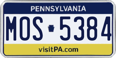 PA license plate MOS5384