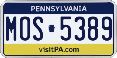 PA license plate MOS5389