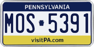 PA license plate MOS5391