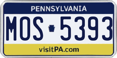 PA license plate MOS5393