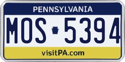 PA license plate MOS5394