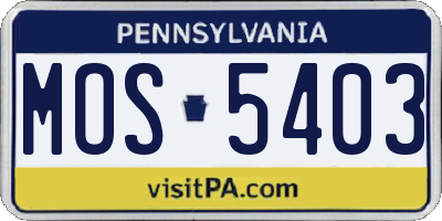 PA license plate MOS5403