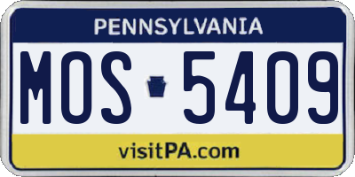 PA license plate MOS5409