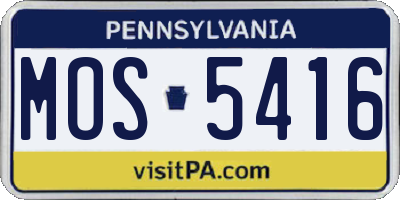 PA license plate MOS5416