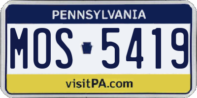 PA license plate MOS5419