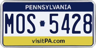 PA license plate MOS5428