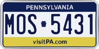 PA license plate MOS5431