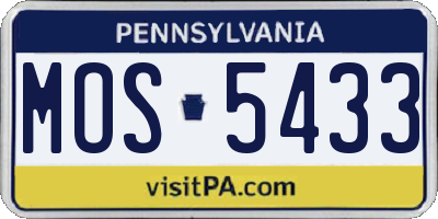 PA license plate MOS5433