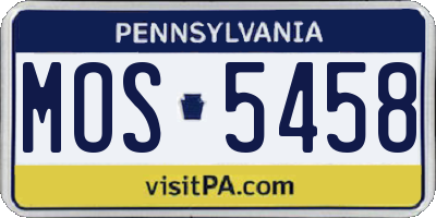 PA license plate MOS5458
