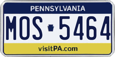 PA license plate MOS5464
