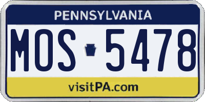 PA license plate MOS5478