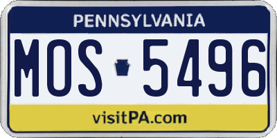 PA license plate MOS5496