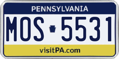 PA license plate MOS5531