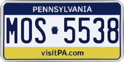 PA license plate MOS5538