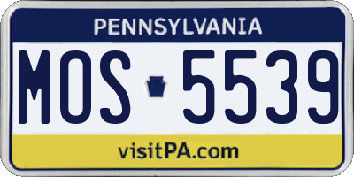 PA license plate MOS5539