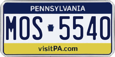 PA license plate MOS5540
