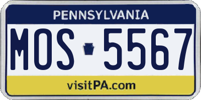 PA license plate MOS5567