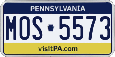 PA license plate MOS5573
