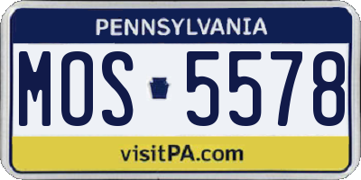 PA license plate MOS5578