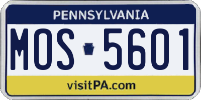 PA license plate MOS5601