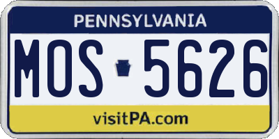 PA license plate MOS5626