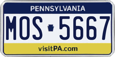 PA license plate MOS5667