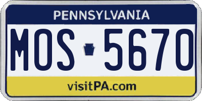 PA license plate MOS5670