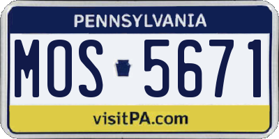 PA license plate MOS5671