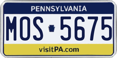 PA license plate MOS5675