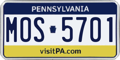 PA license plate MOS5701