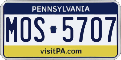 PA license plate MOS5707