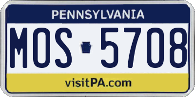 PA license plate MOS5708