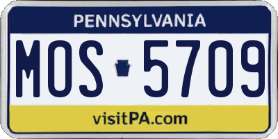 PA license plate MOS5709