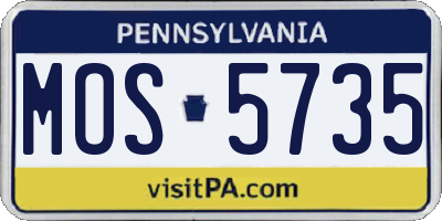 PA license plate MOS5735