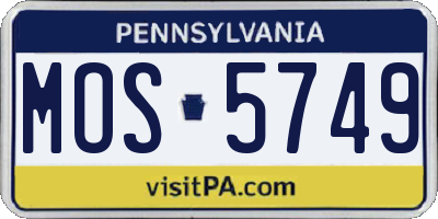 PA license plate MOS5749